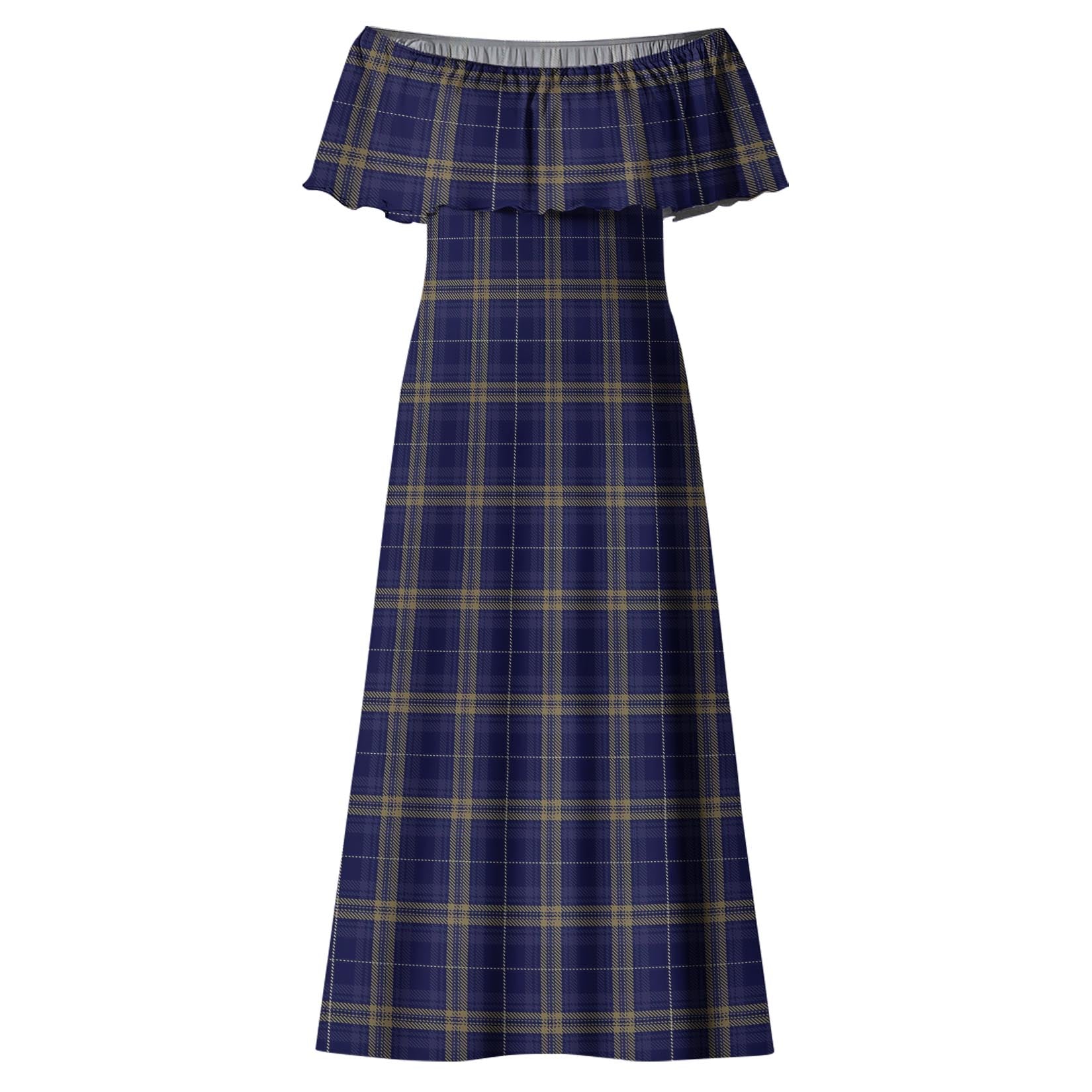 Rhys of Wales Tartan Off Shoulder Long Dress - Tartan Vibes Clothing