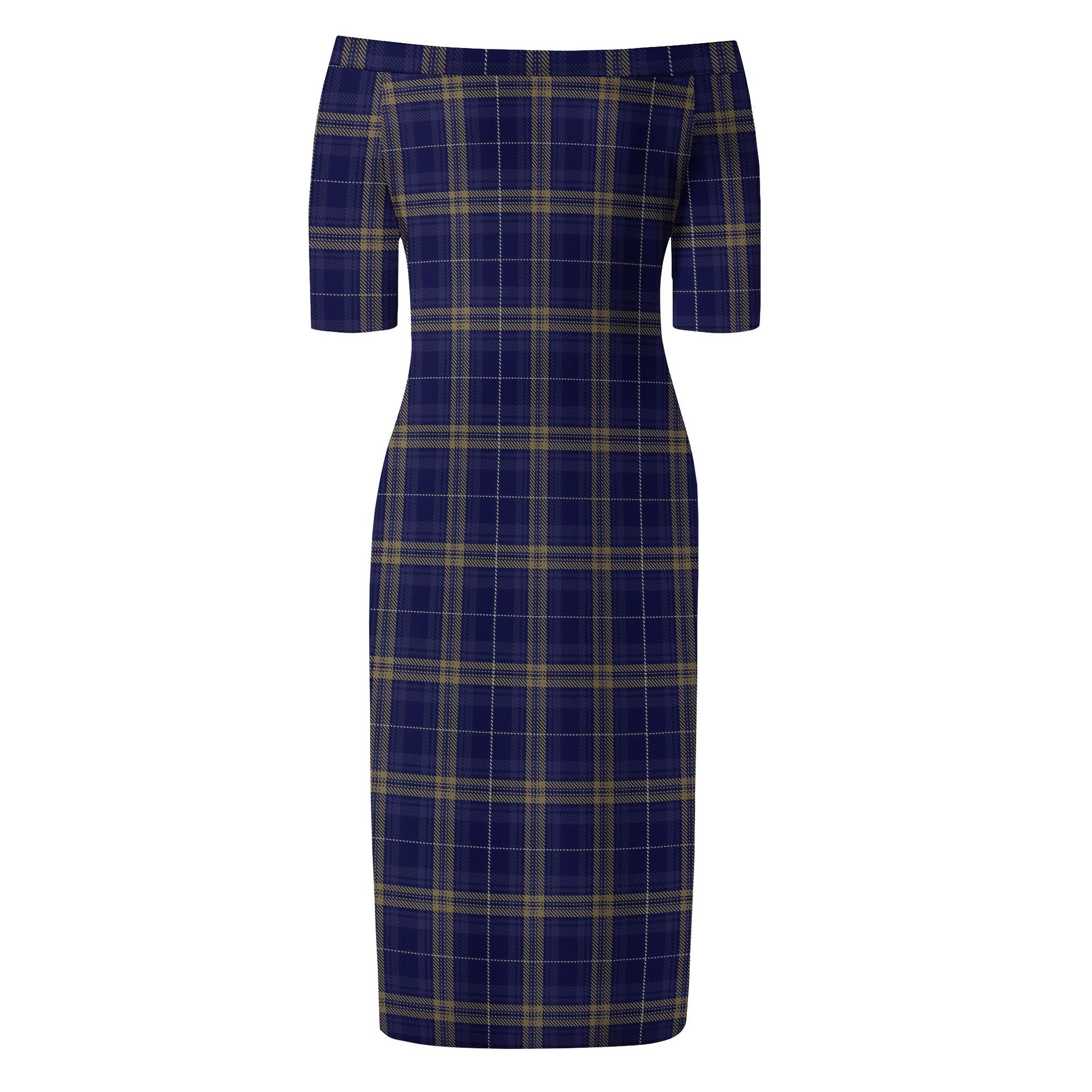 Rhys of Wales Tartan Off Shoulder Lady Dress - Tartanvibesclothing