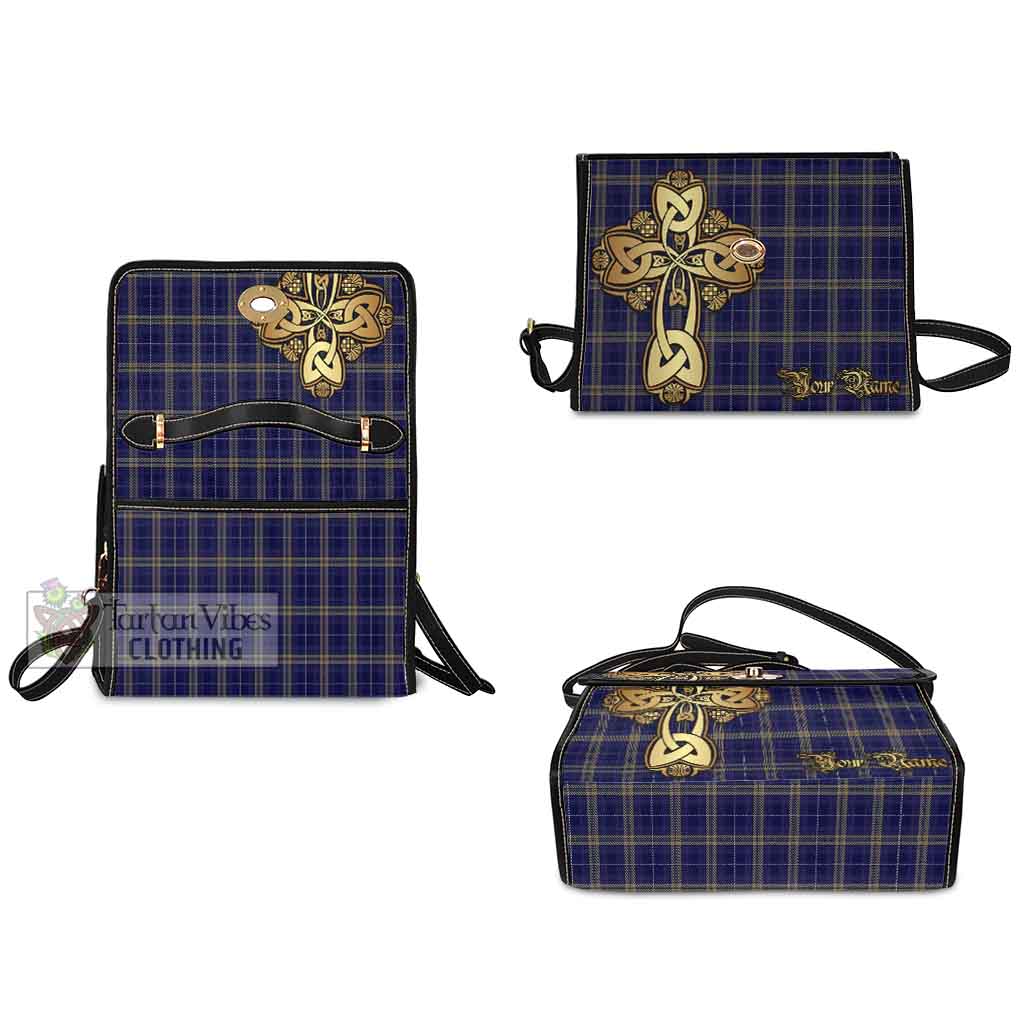Tartan Vibes Clothing Rhys of Wales Tartan Waterproof Canvas Bag Golden Thistle Celtic Cross Style