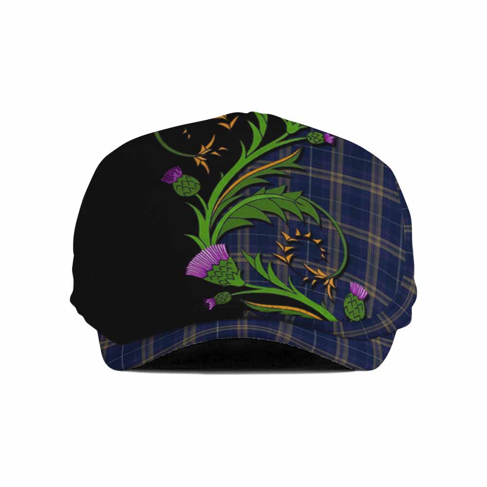 Rhys of Wales Tartan Flat Cap, Jeff Cap Scottish Thistle Pride Heritage Art