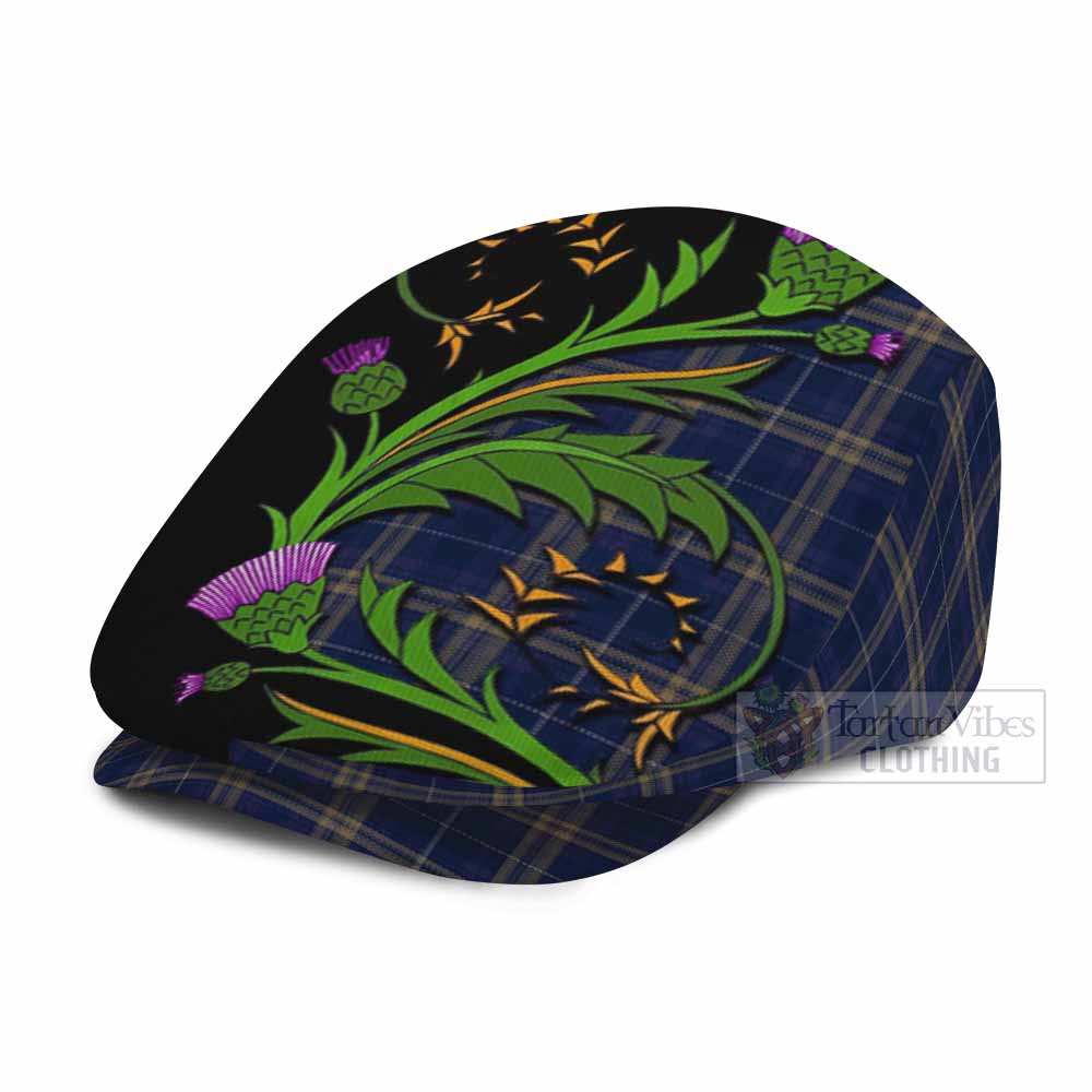 Rhys of Wales Tartan Flat Cap, Jeff Cap Scottish Thistle Pride Heritage Art