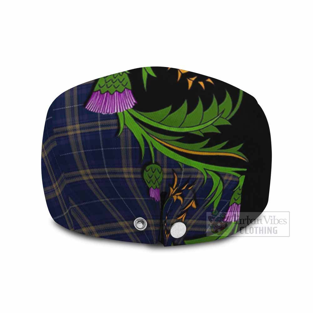 Rhys of Wales Tartan Flat Cap, Jeff Cap Scottish Thistle Pride Heritage Art