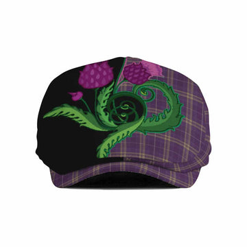 Rhys of Wales Tartan Flat Cap, Jeff Cap Traditional Scottish Thistle