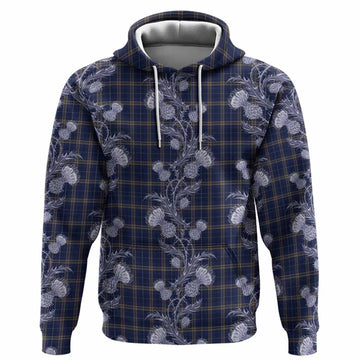 Rhys of Wales Tartan Hoodie Seamless Scottish Thistle Flowers