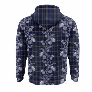Rhys of Wales Tartan Hoodie Seamless Scottish Thistle Flowers