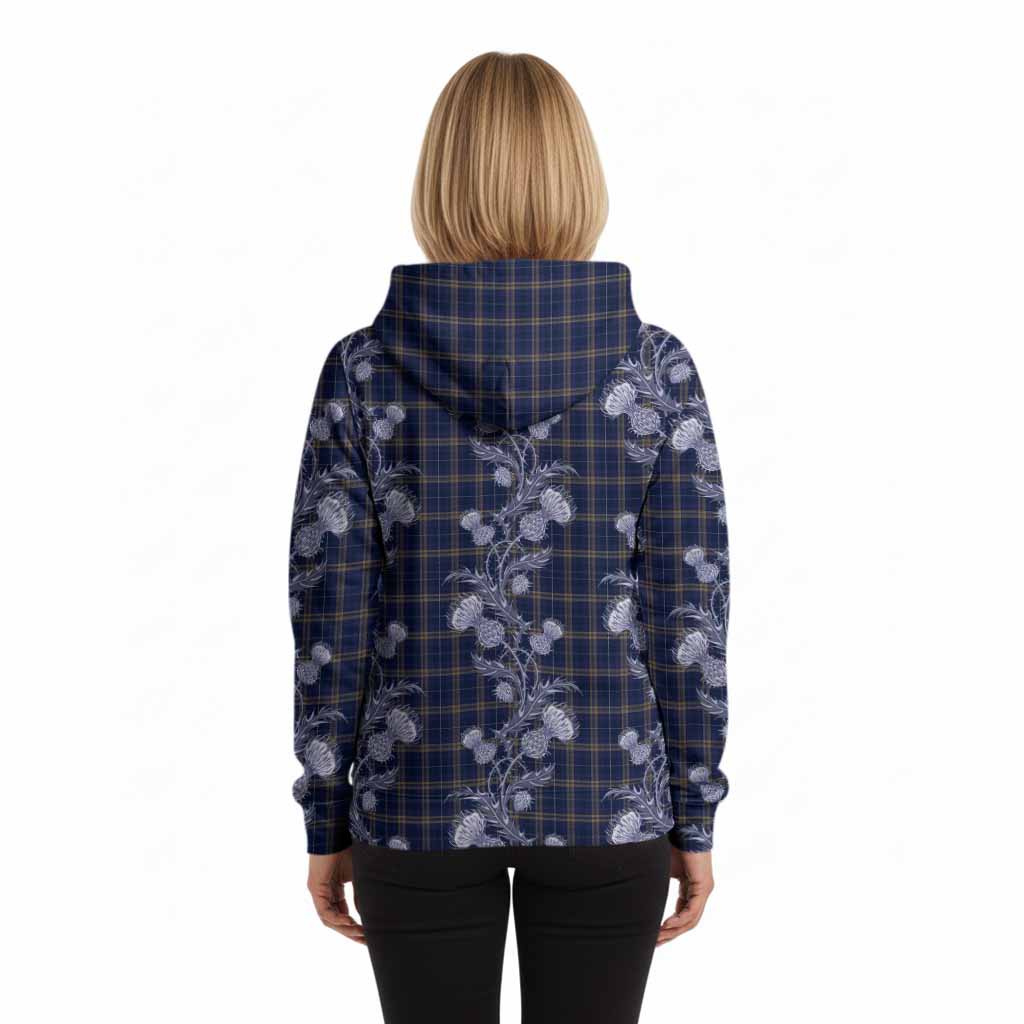 Rhys of Wales Tartan Hoodie Seamless Scottish Thistle Flowers