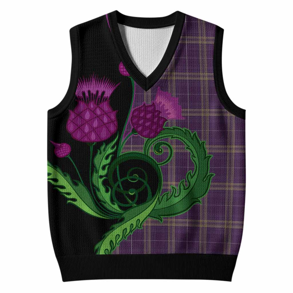 Rhys of Wales Tartan Knitted V-Neck Vest Traditional Scottish Thistle