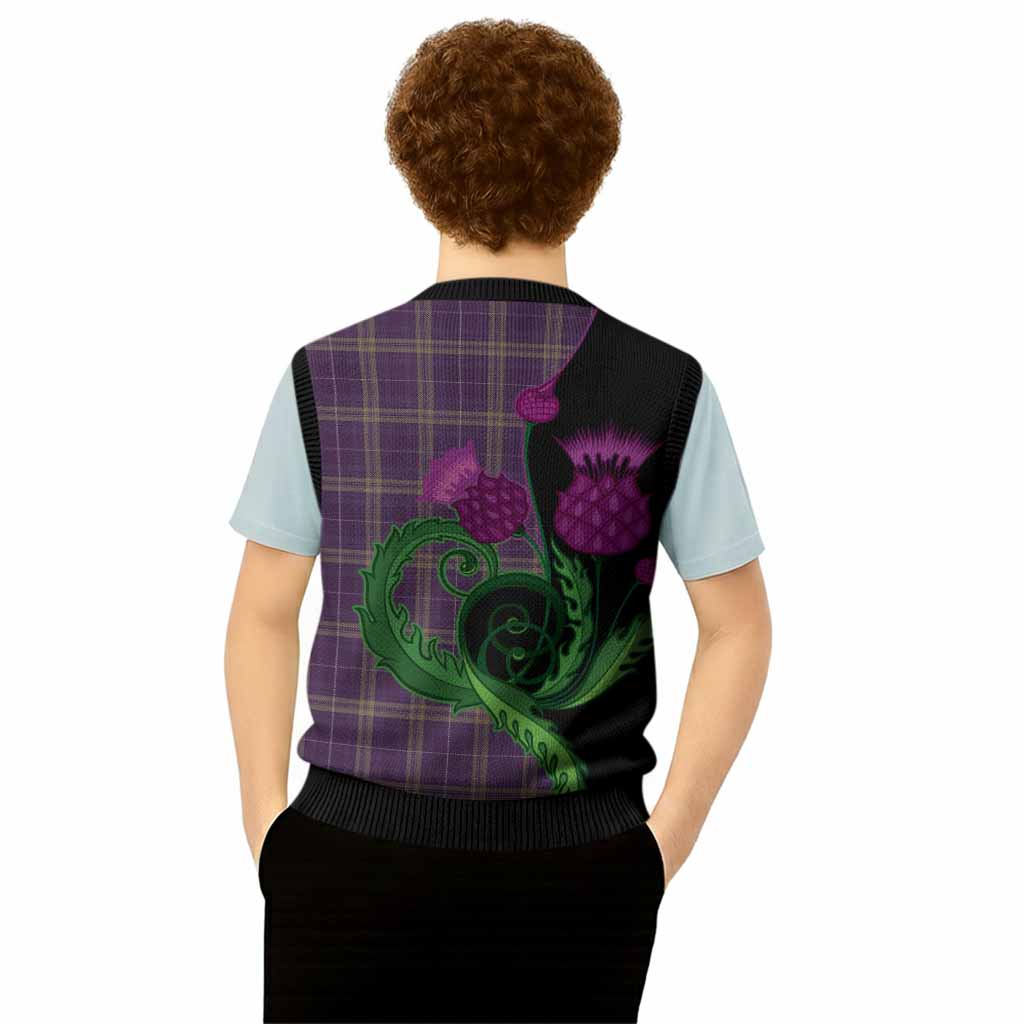 Rhys of Wales Tartan Knitted V-Neck Vest Traditional Scottish Thistle