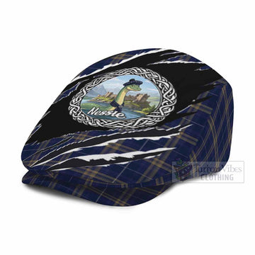Rhys of Wales Tartan Loch Ness Monster Flat Cap, Jeff Cap Celtic Knot Nessie Art