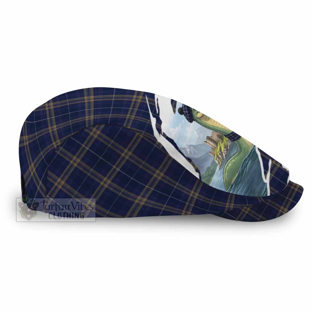 Rhys of Wales Tartan Loch Ness Monster Scottish Heritage Art Flat Cap, Jeff Cap