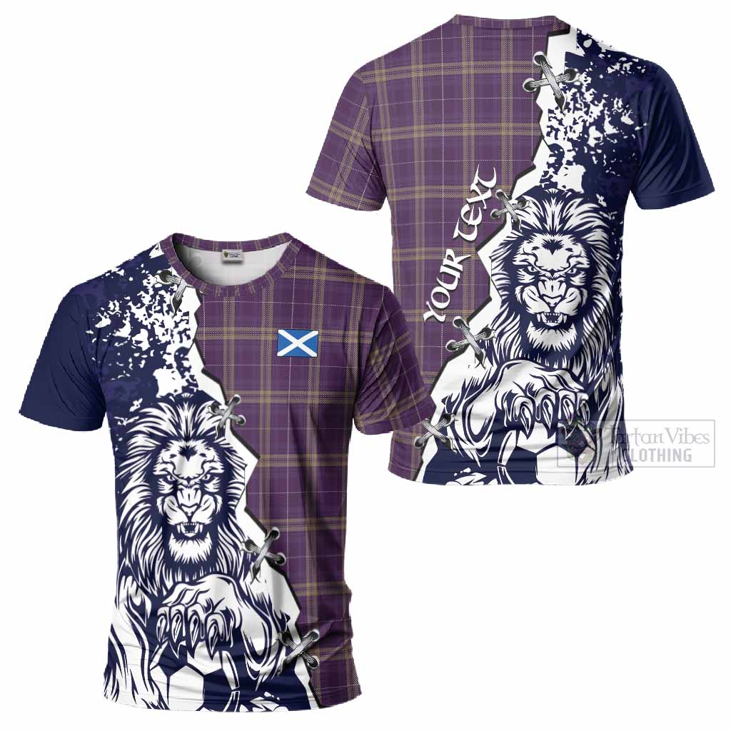 Rhys of Wales Tartan Scottish T-Shirt Angry Lion With Soccer Ball Style