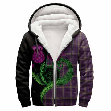 Rhys of Wales Tartan Sherpa Hoodie Traditional Scottish Thistle