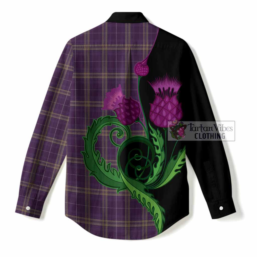 Rhys of Wales Tartan Women Casual Shirt Traditional Scottish Thistle