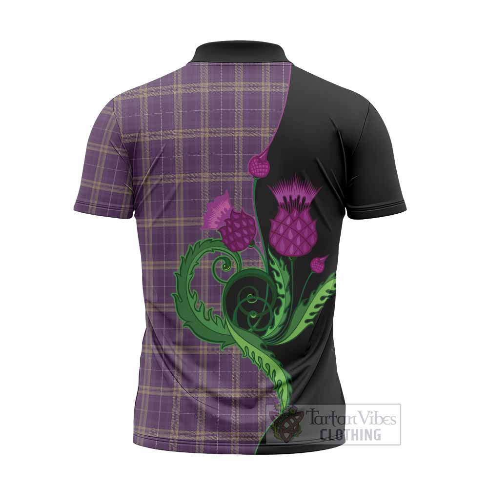 Rhys of Wales Tartan Zipper Polo Shirt Traditional Scottish Thistle