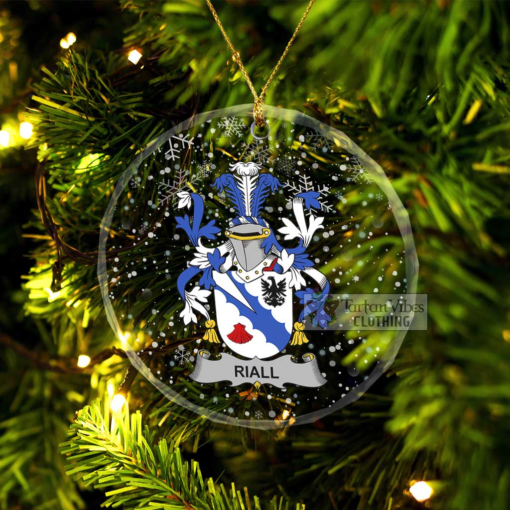 Riall Irish Clan Christmas Glass Ornament with Coat of Arms Transparent Glass Circle - 2D-tartanvibesclothing