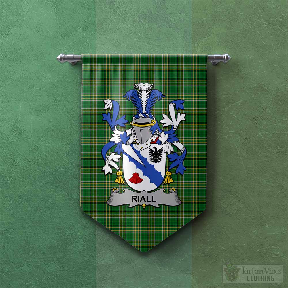 Tartan Vibes Clothing Riall Irish Clan Tartan Gonfalon, Tartan Banner with Coat of Arms