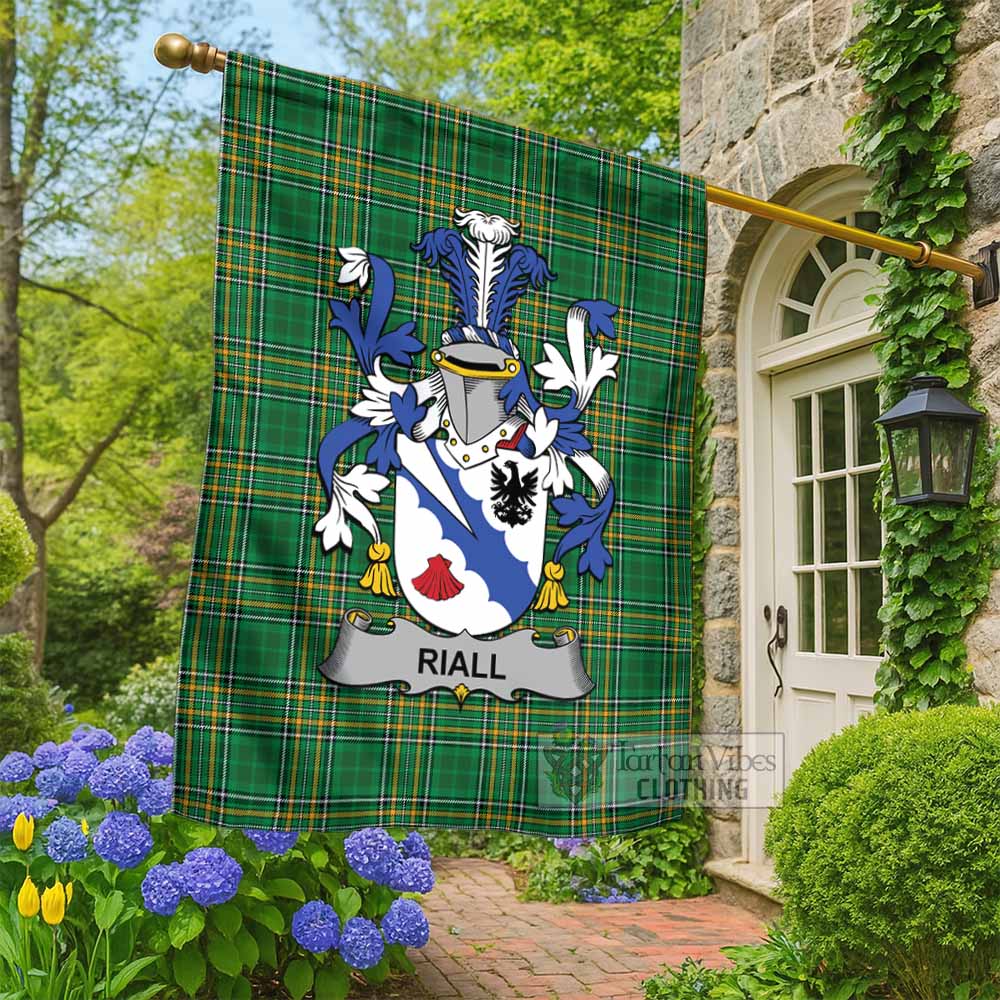 Riall Irish Clan Tartan Flag with Coat of Arms