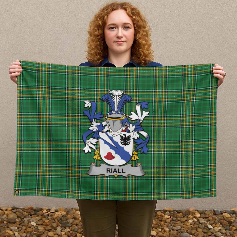 Tartan Vibes Clothing Riall Irish Clan Tartan House Flag with Coat of Arms