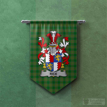 Tartan Vibes Clothing Rice Irish Clan Tartan Gonfalon, Tartan Banner with Coat of Arms