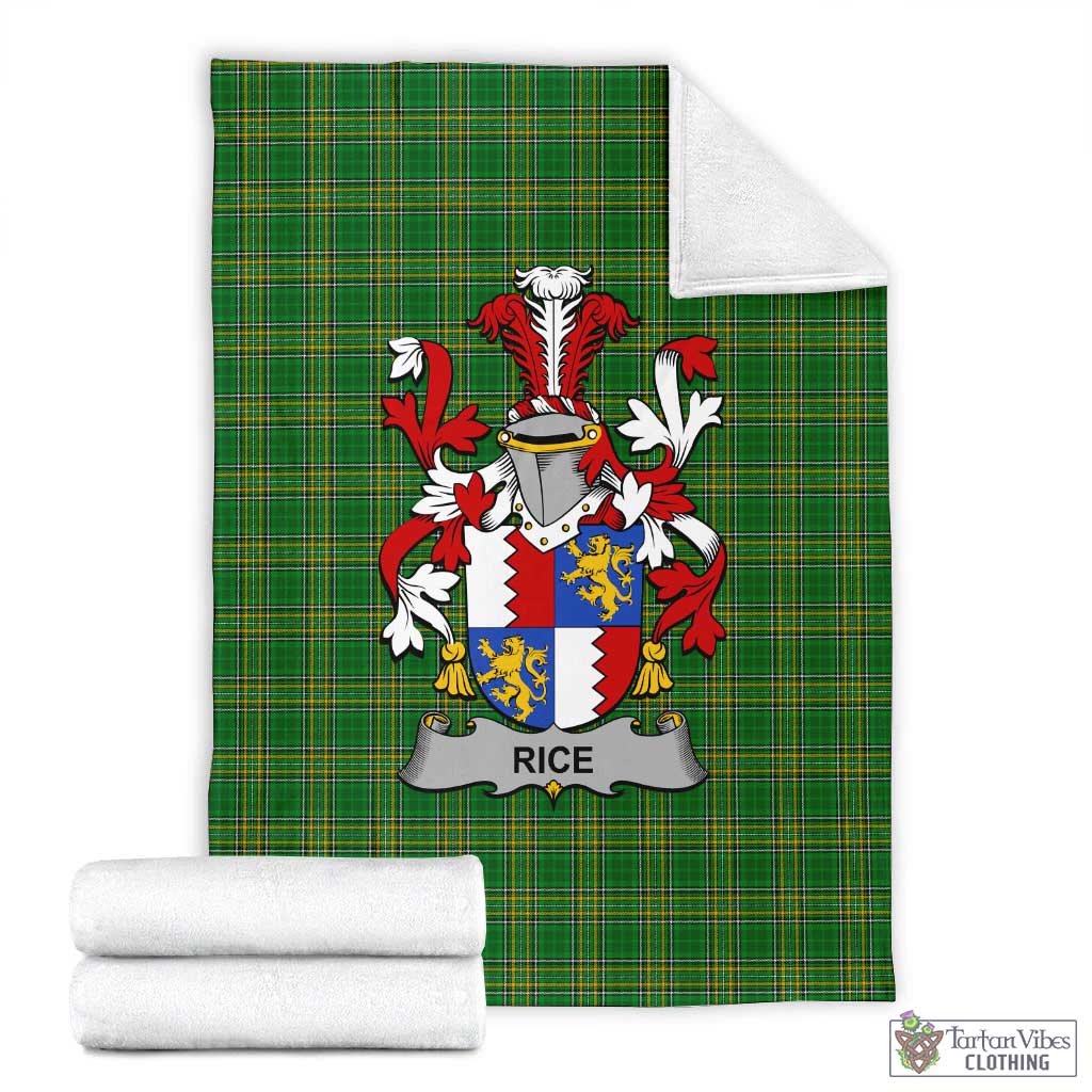 Rice Irish Clan Tartan Blanket with Coat of Arms X-Large 59 x 79 inches 150 x 200 cm - Tartan Vibes Clothing