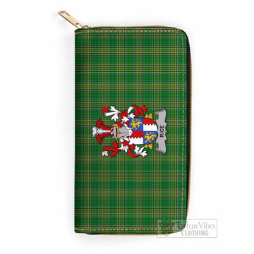 Tartan Vibes Clothing Rice Irish Clan Tartan Women's Leather Wallet with Coat of Arms