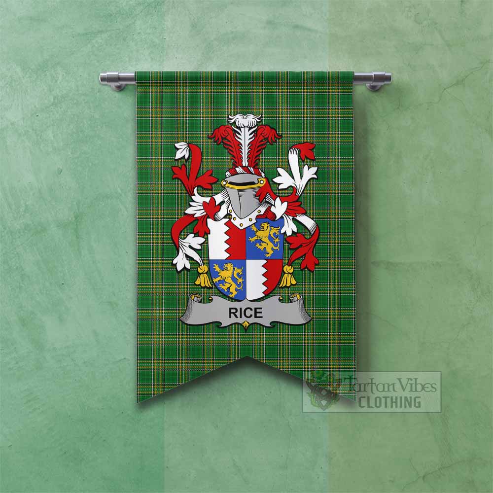 Rice Irish Clan Tartan Gonfalon, Tartan Banner with Coat of Arms Fishtail - Tartan Vibes Clothing