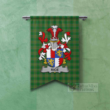 Tartan Vibes Clothing Rice Irish Clan Tartan Gonfalon, Tartan Banner with Coat of Arms
