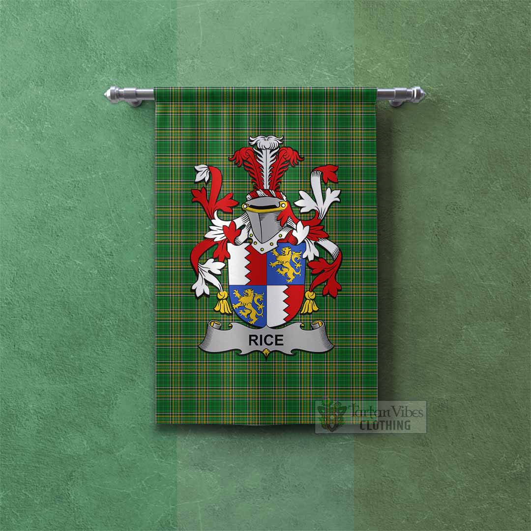 Rice Irish Clan Tartan Gonfalon, Tartan Banner with Coat of Arms Rectangle - Tartan Vibes Clothing