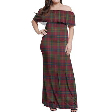 Rice of Wales Tartan Off Shoulder Long Dress