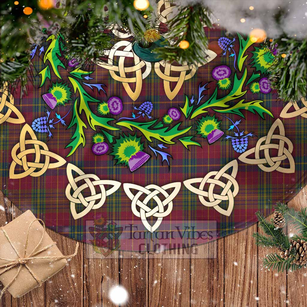 Tartan Vibes Clothing Rice of Wales Tartan Christmas Tree Skirt with Thistle Celtic Knot Style