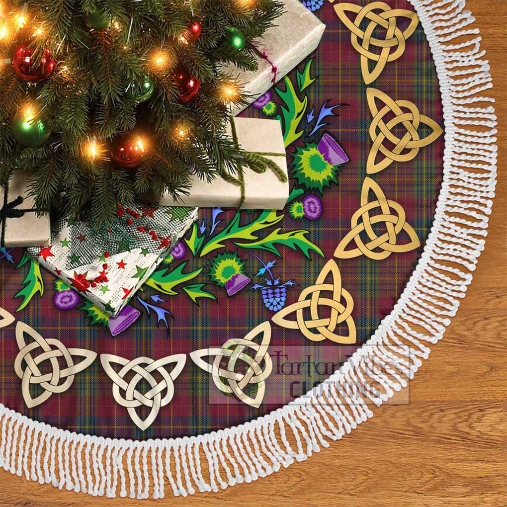 Tartan Vibes Clothing Rice of Wales Tartan Christmas Tree Skirt with Thistle Celtic Knot Style