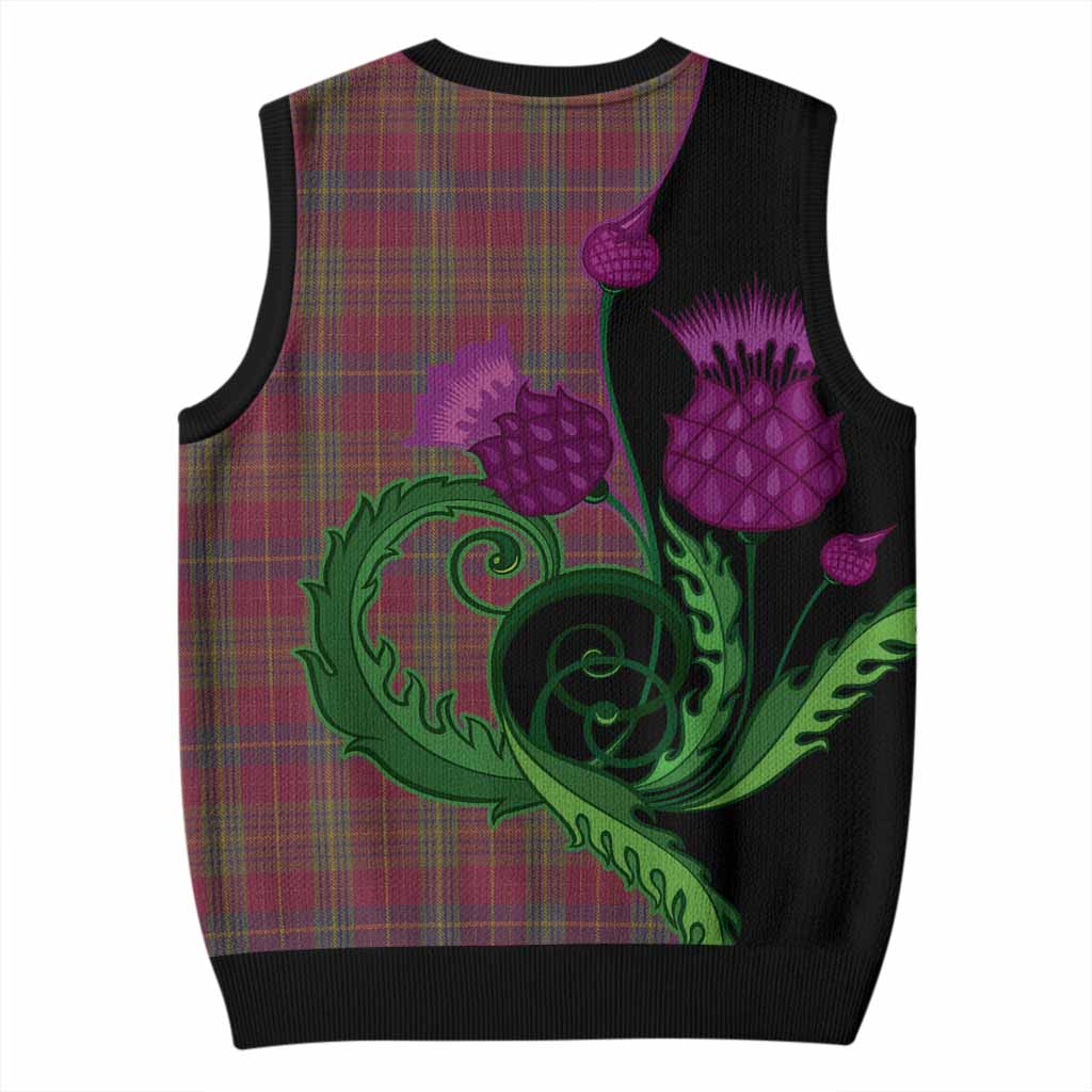 Rice of Wales Tartan Knitted V-Neck Vest Traditional Scottish Thistle