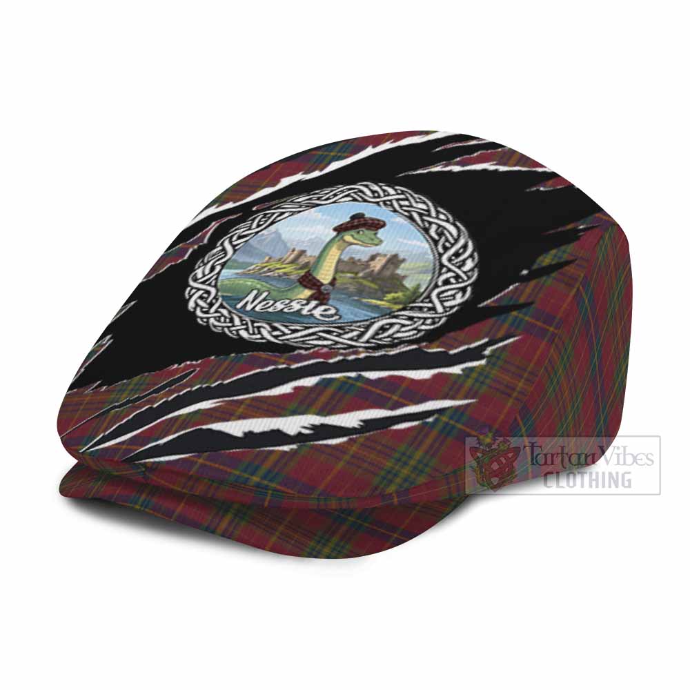 Rice of Wales Tartan Loch Ness Monster Flat Cap, Jeff Cap Celtic Knot Nessie Art