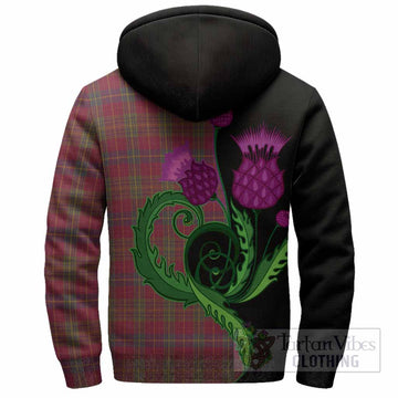 Rice of Wales Tartan Sherpa Hoodie Traditional Scottish Thistle