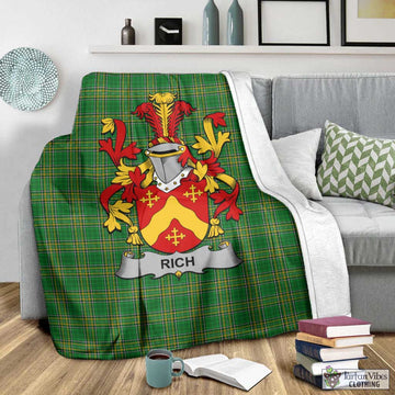 Tartan Vibes Clothing Rich Irish Clan Tartan Blanket with Coat of Arms