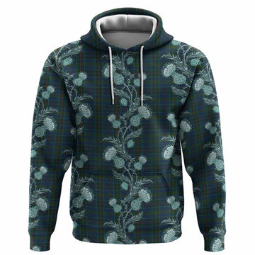 Richard of Wales Tartan Hoodie Seamless Scottish Thistle Flowers