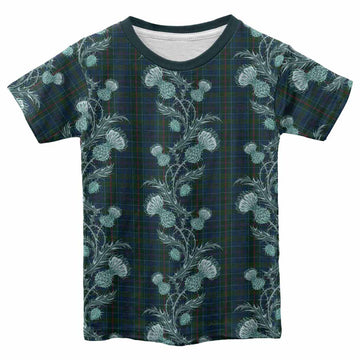Richard of Wales Tartan Kid T-shirt Seamless Scottish Thistle Flowers