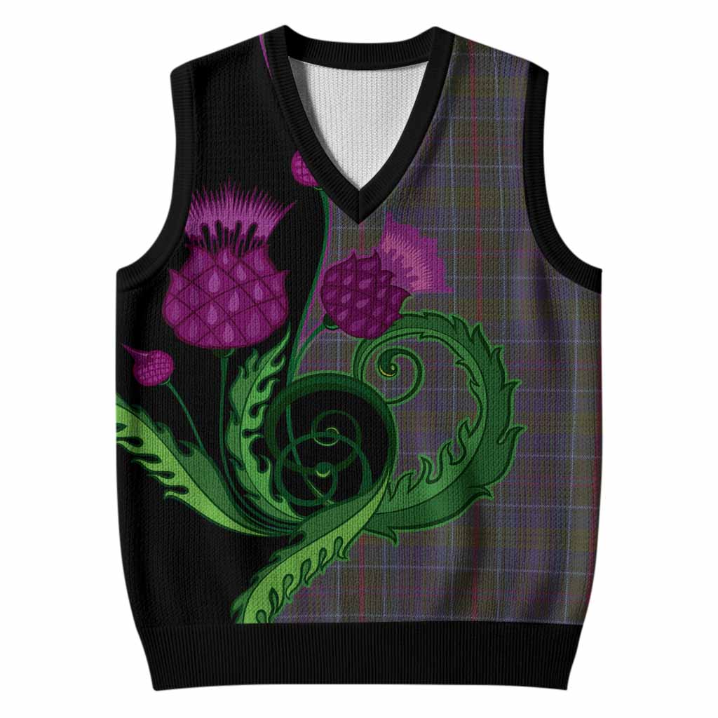 Richard of Wales Tartan Knitted V-Neck Vest Traditional Scottish Thistle