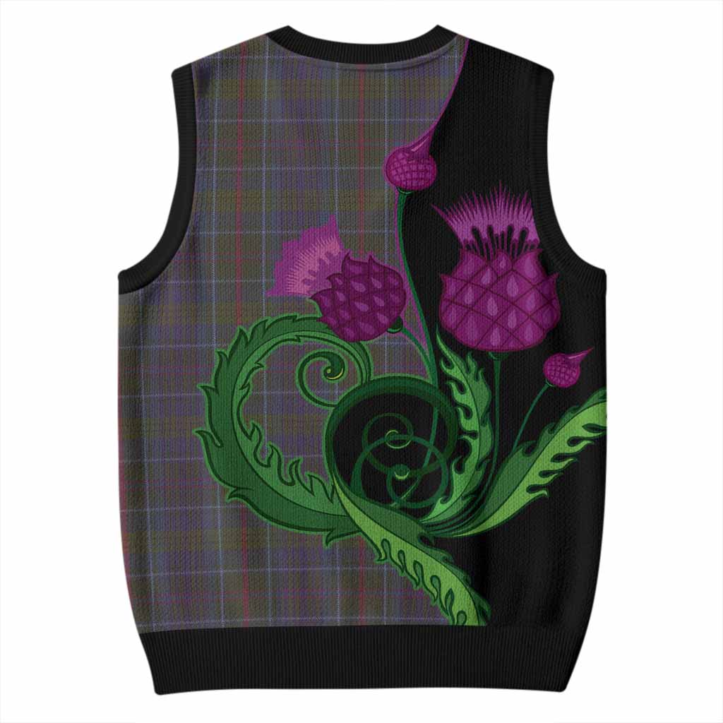 Richard of Wales Tartan Knitted V-Neck Vest Traditional Scottish Thistle