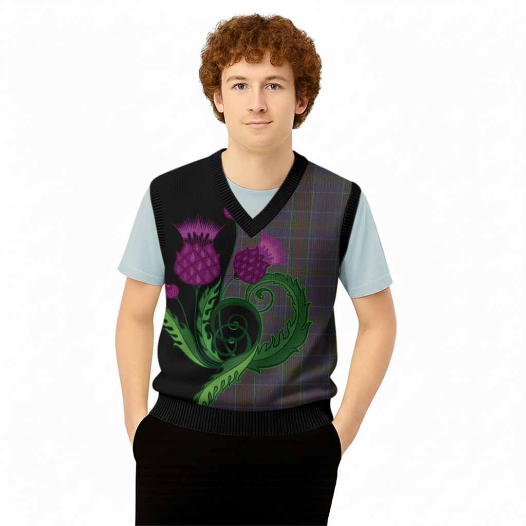 Richard of Wales Tartan Knitted V-Neck Vest Traditional Scottish Thistle