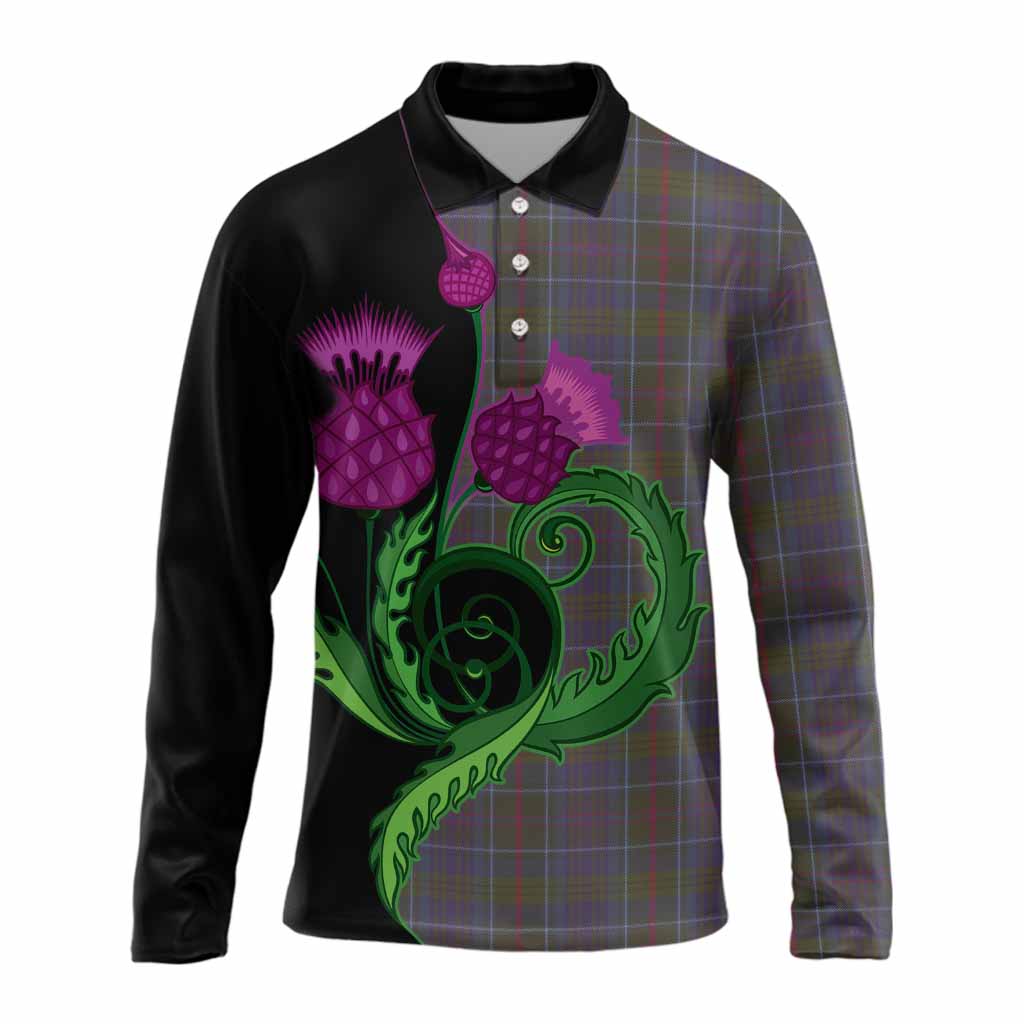 Richard of Wales Tartan Long Sleeve Polo Shirt Traditional Scottish Thistle