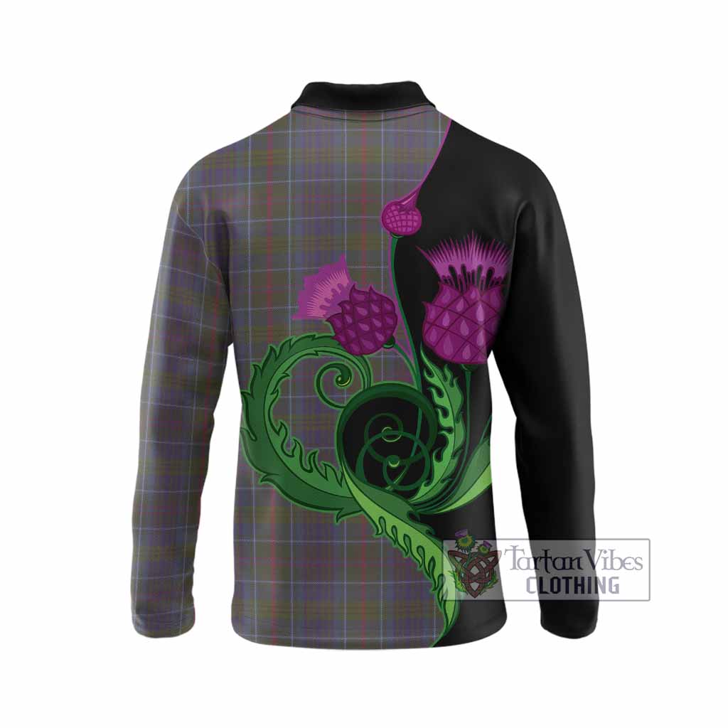 Richard of Wales Tartan Long Sleeve Polo Shirt Traditional Scottish Thistle