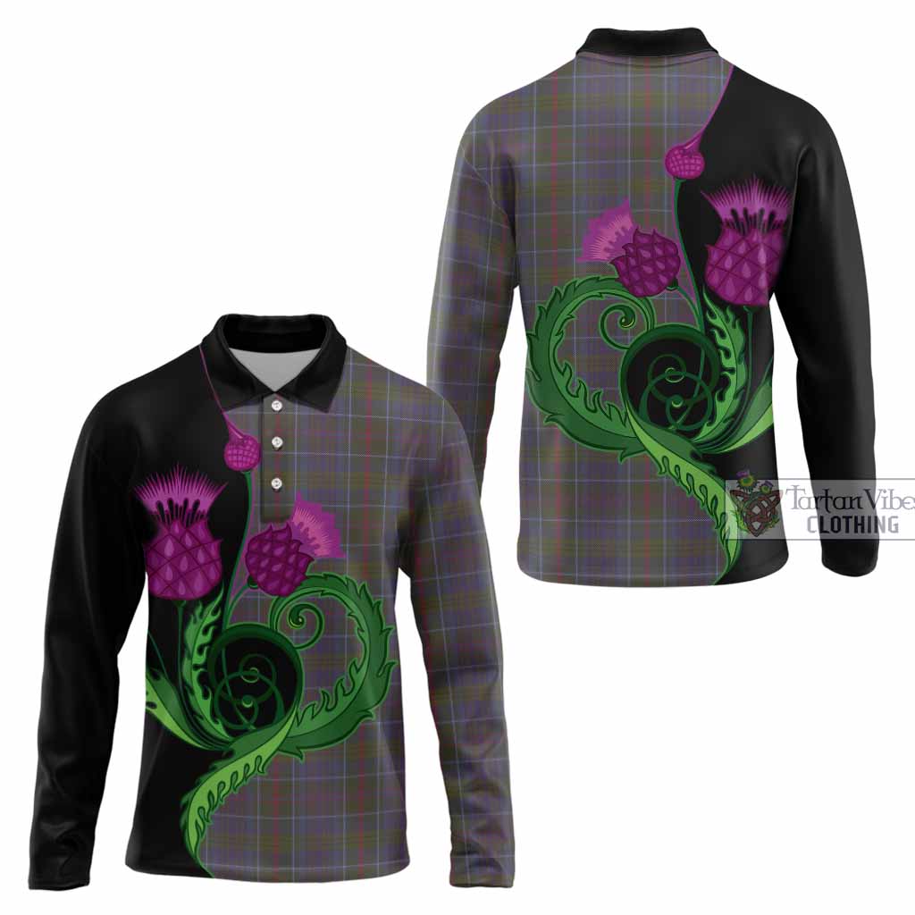 Richard of Wales Tartan Long Sleeve Polo Shirt Traditional Scottish Thistle
