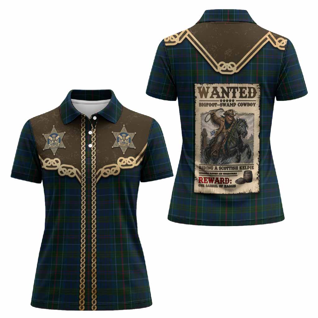 Richard of Wales Tartan Women Polo Shirt Bigfoot Riding The Kelpie Monster
