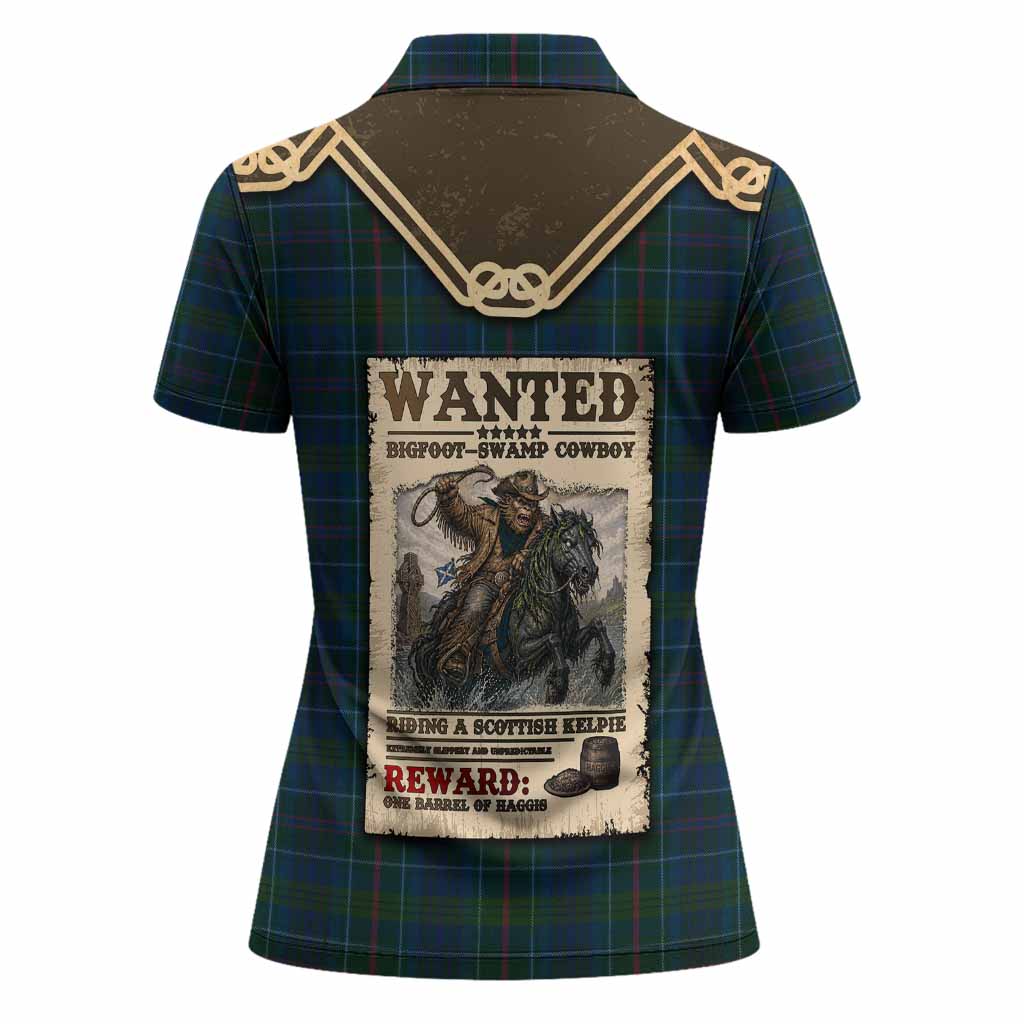 Richard of Wales Tartan Women Polo Shirt Bigfoot Riding The Kelpie Monster