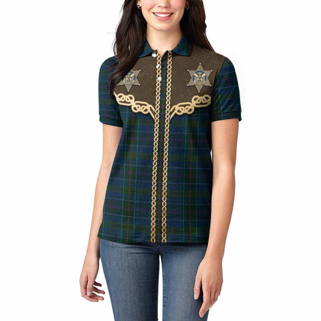 Richard of Wales Tartan Women Polo Shirt Bigfoot Riding The Kelpie Monster