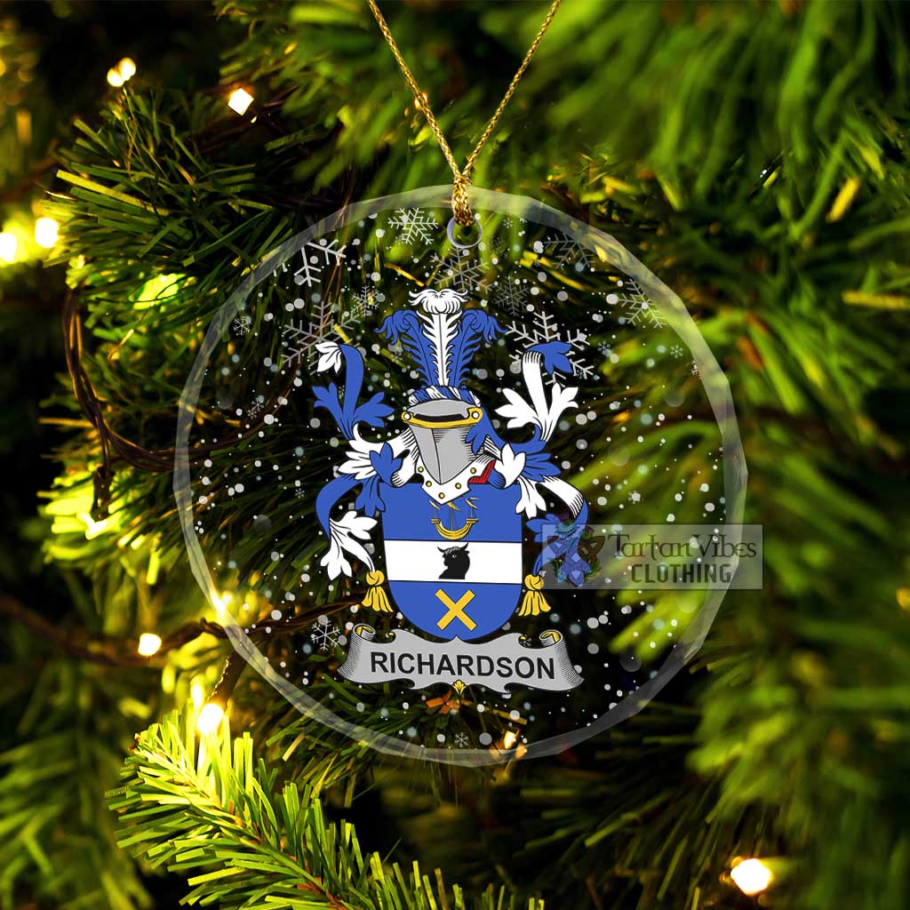 Richardson Irish Clan Christmas Glass Ornament with Coat of Arms Transparent Glass Circle - 2D-tartanvibesclothing