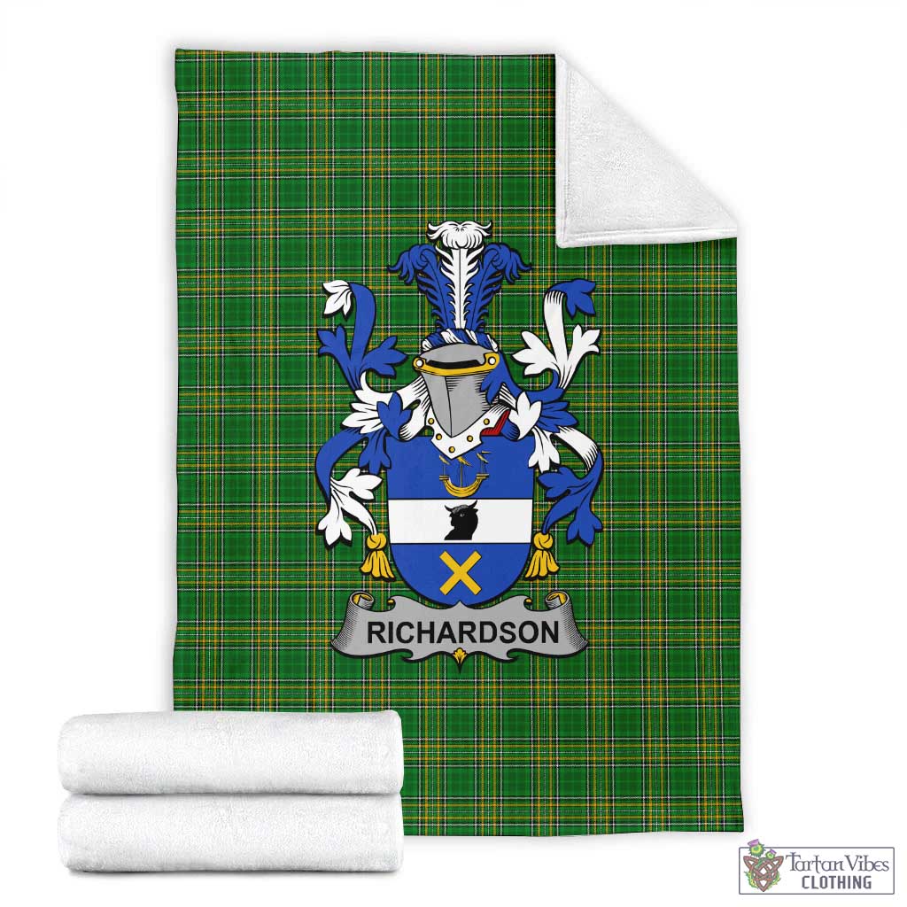 Richardson Irish Clan Tartan Blanket with Coat of Arms X-Large 59 x 79 inches 150 x 200 cm - Tartan Vibes Clothing