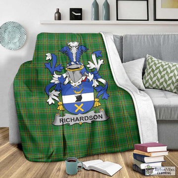 Tartan Vibes Clothing Richardson Irish Clan Tartan Blanket with Coat of Arms