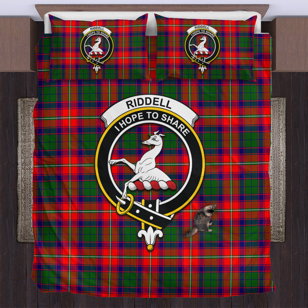 Riddell Tartan Bedding Set with Family Crest US Bedding Set - Tartan Vibes Clothing